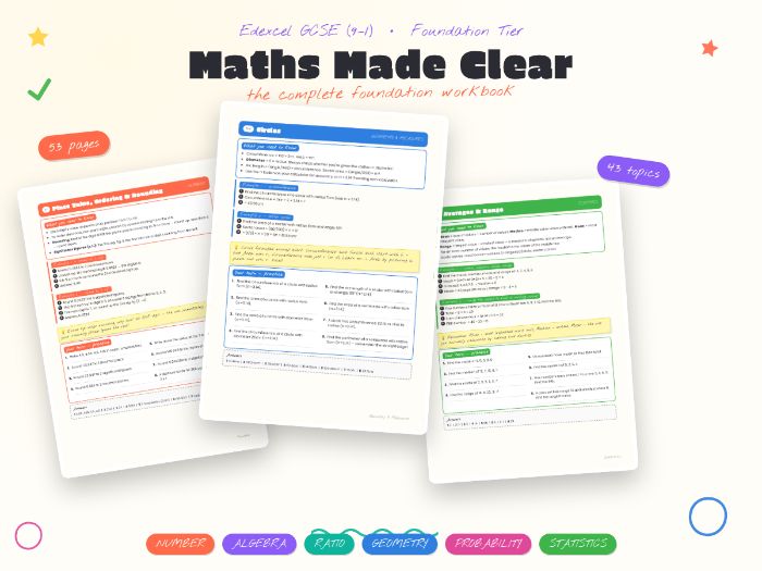 GGCSE Maths Foundation Complete Workbook – Edexcel 9-1 – Every Topic + Answers