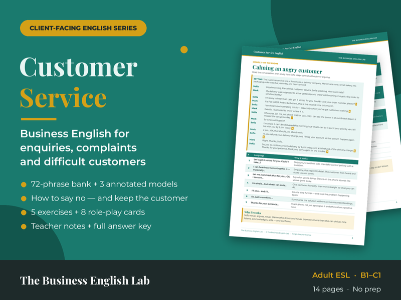 Business English Customer Service Lesson | Adult ESL B1-C1
