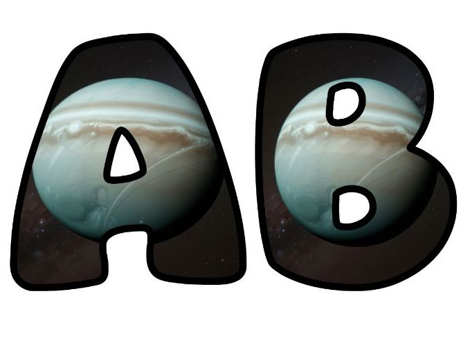 Uranus Solar Planet Classroom Display | Lettering Set | Upper & Lowercase, 0-9 and Signs