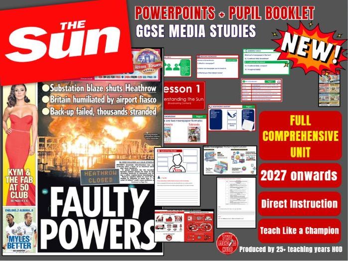 *NEW 2027* The Sun | Comprehensive Unit  | 8 Lessons + Pupil Booklet | GCSE Media Studies | Eduqas