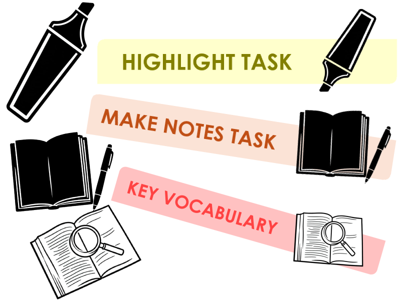 Make Notes. Highlight, Key Vocabulary tasks Logo & Banner