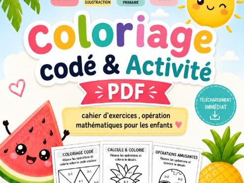 Coloriage Magique Été Mathématiques PDF | Addition & Soustraction Maternelle