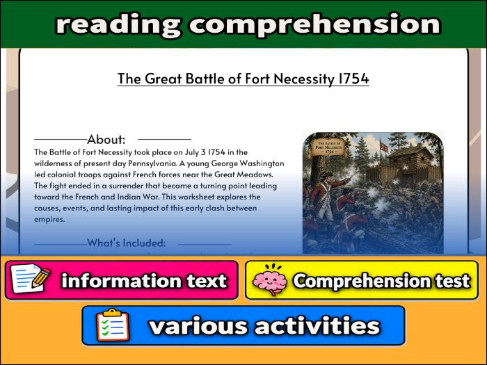 The Great Battle of Fort Necessity 1754   & Comprehension Test