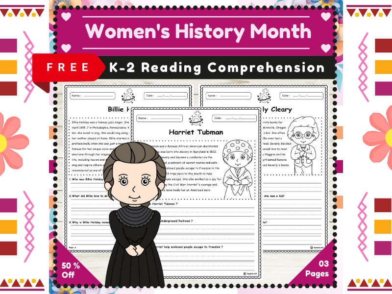 Women's History Month : K-2 Reading Comprehension Passages | Free Version