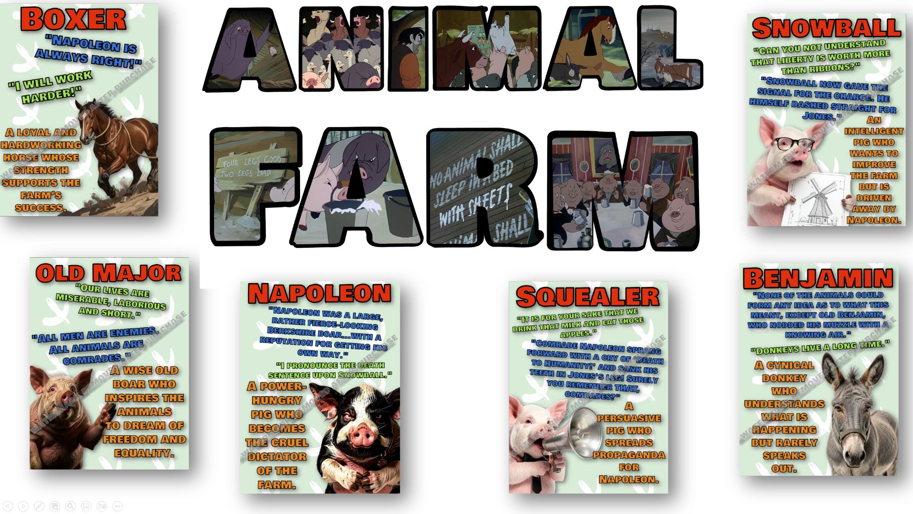 ANIMAL FARM letters and posters bundle