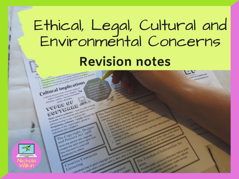 Ethical, Legal, Cultural and Environmental Concerns Revision Knowledge Organiser