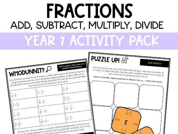 Operations with Fractions Add, Subtract, Multiply, Divide [AC9M7N06 & N09]