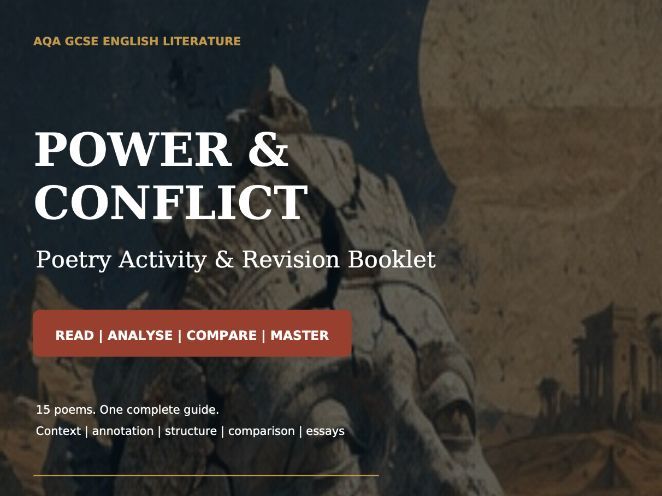 Power and Conflict Poetry Activity Booklet