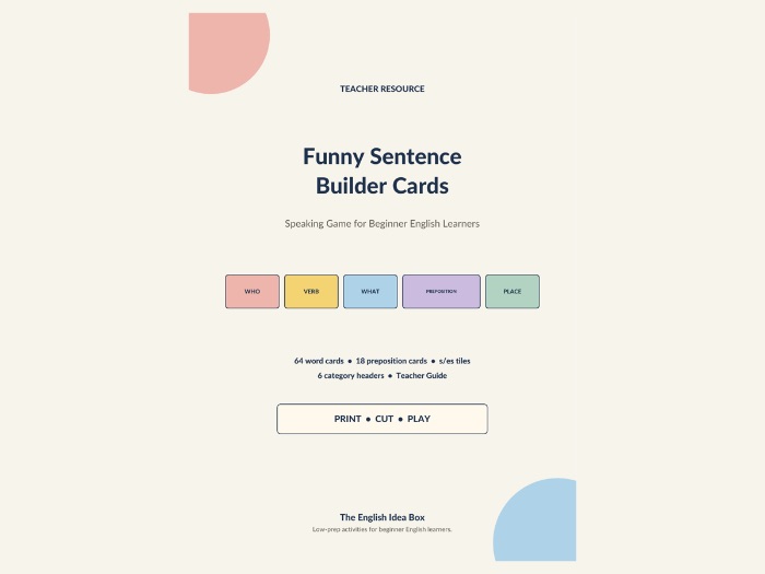Funny Sentence Builder ESL Speaking Game