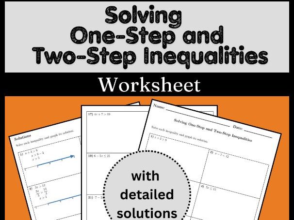 Solving One-Step and Two-Step Inequalities Worksheet (with solutions)