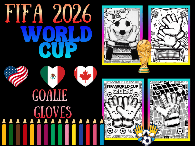 FIFA World Cup 2026 Goalie Gloves Coloring Pages | Soccer Goalkeeper Activities