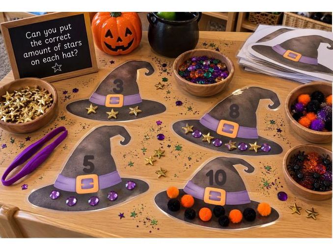 Halloween Witch Hat Counting Mats | Numbers to 20 | EYFS Maths & Fine Motor