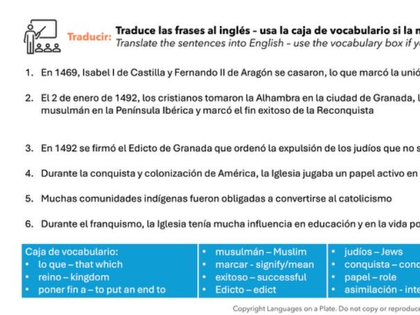 1.3  La influencia de la Iglesia católica - A-Level Lesson