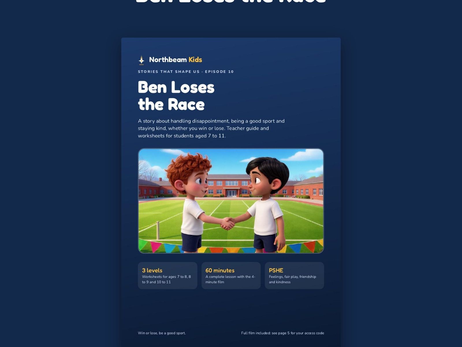 Ben Loses the Race: KS2 Good Sportsmanship PSHE Lesson