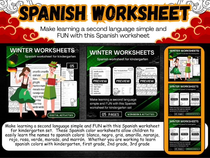 Spanish worksheet for kindergarten