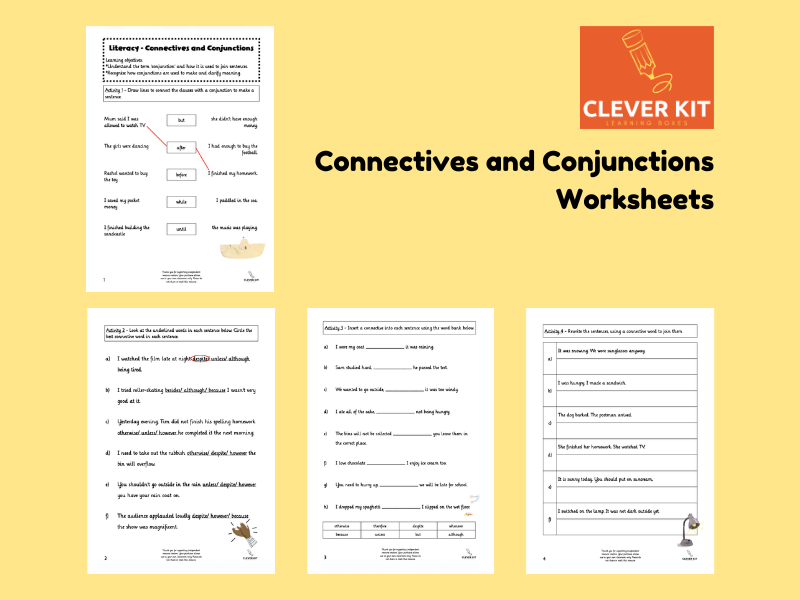 Connectives and Conjunctions Worksheets