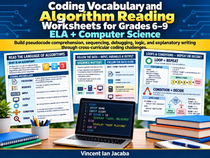 Coding Vocabulary & Algorithm Reading Worksheets | KS3–KS4 Computing & English