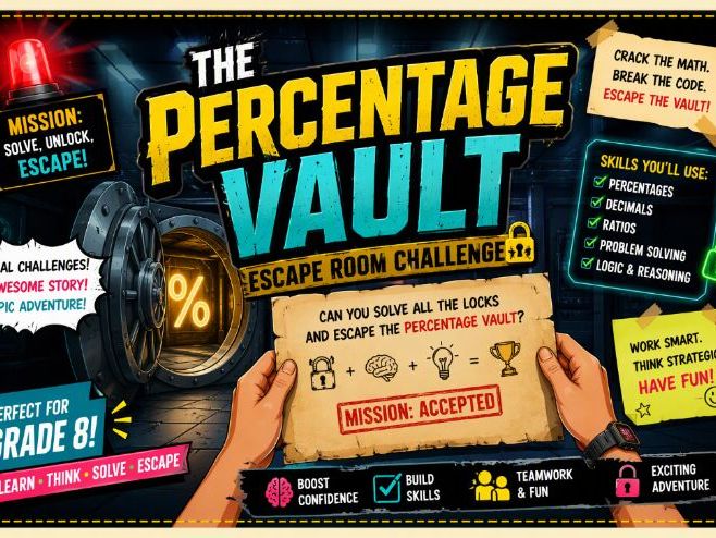 The Percentage Vault Escape Room | Google Forms Maths Challenge | Year 8