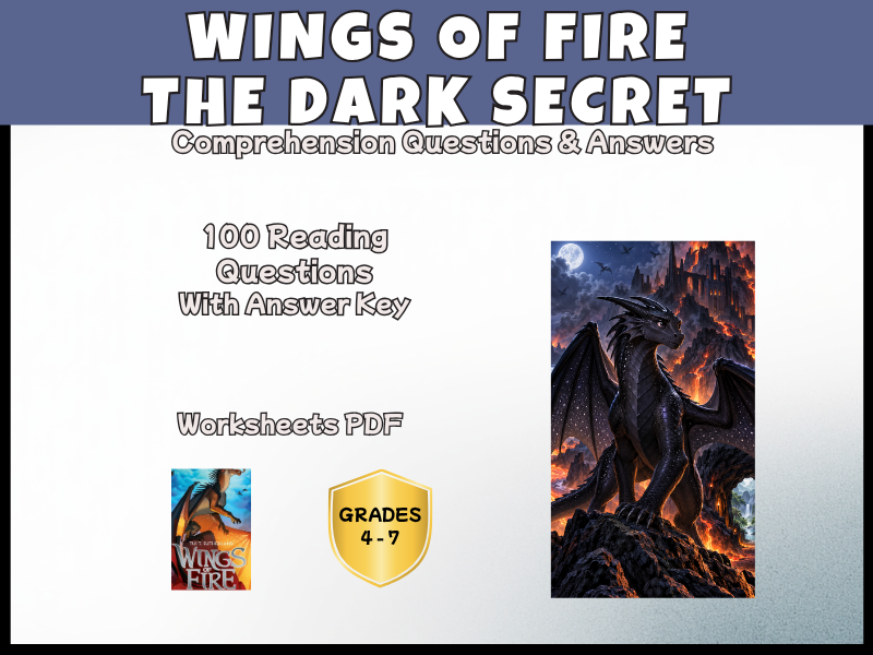 Wings of Fire The Dark Secret Reading Comprehension Questions | KS2 KS3 Novel Study Years 5-8