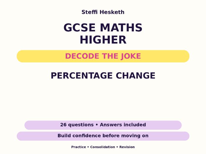 Percentage Change | GCSE Decode the Joke + Answers