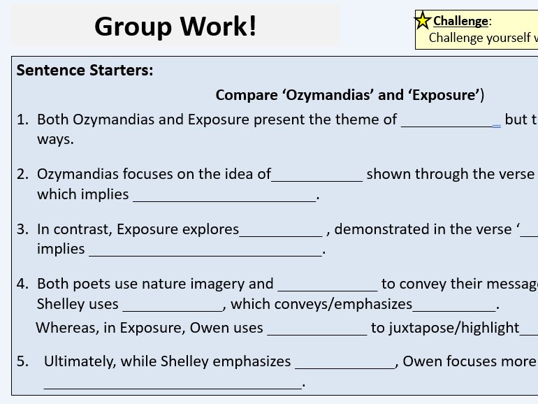 Comparative Writing: Ozymandias & Exposure