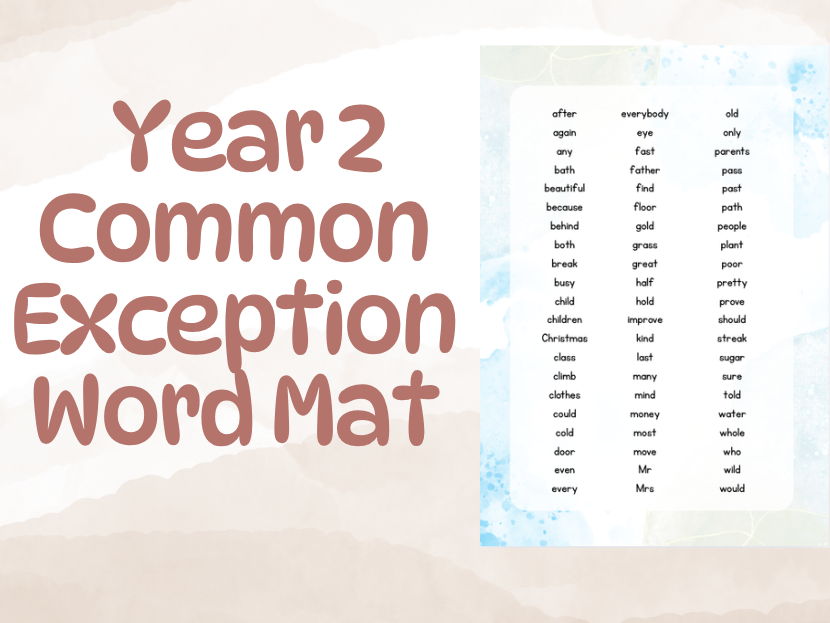 Year 2 Common Exception Word Mat