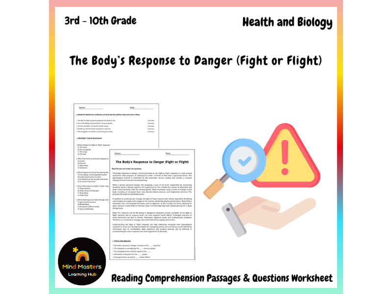 The Body’s Response to Danger (Fight or Flight) Reading Comprehension ...