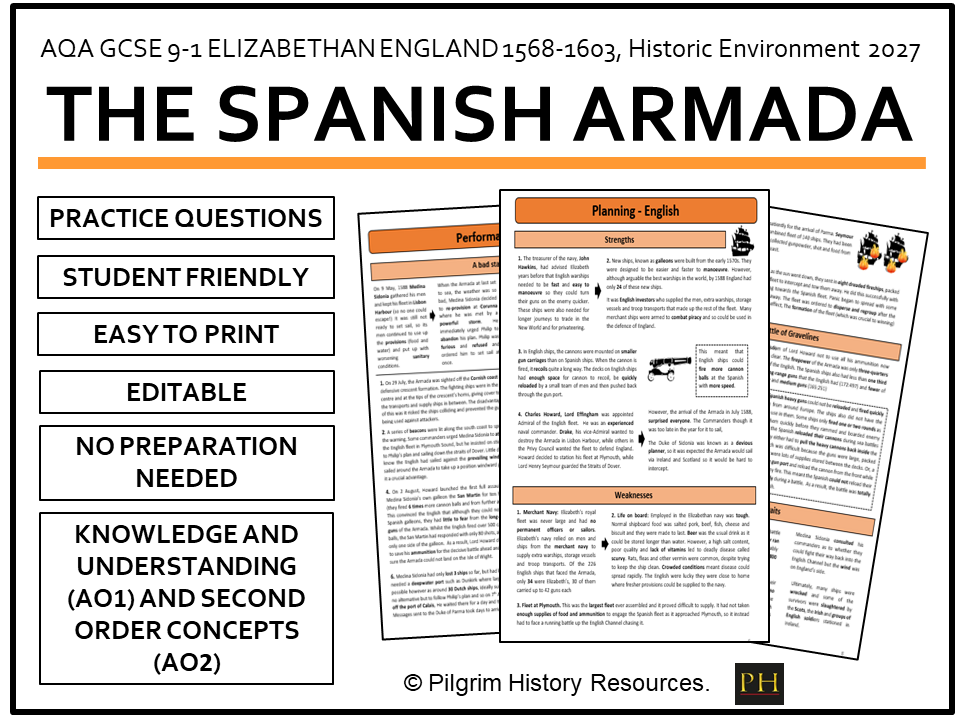 AQA GCSE History: Elizabethan England – Spanish Armada Revision Guide, 2027 Historic Environment