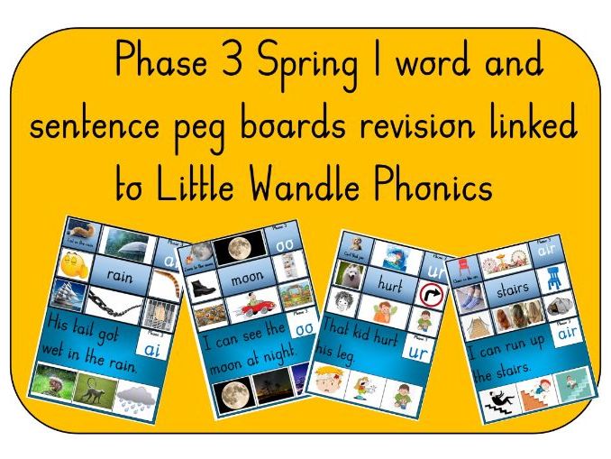 Linked to Little Wandle Phonics - Phase 3 Spring 1 - Word and Peg boards ai to er