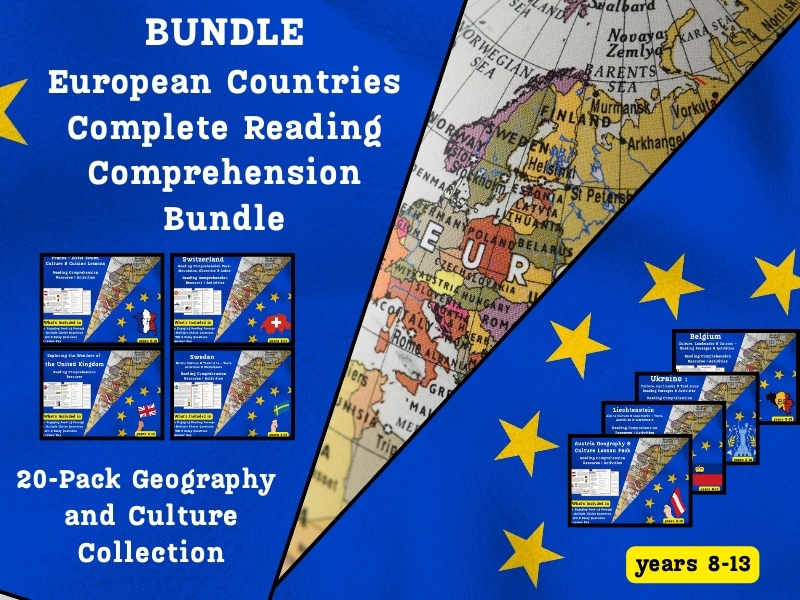 European Countries Complete Reading Comprehension Bundle – 25-Pack Geography & Culture Collection