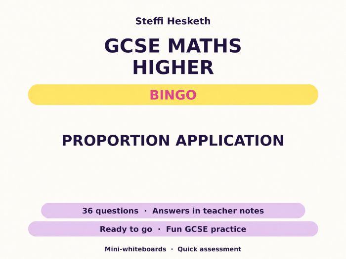 Proportion Application GCSE Maths Higher Bingo