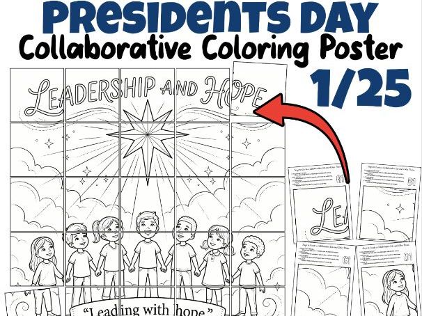 Presidents Day Collaborative Coloring Poster | Leadership and Hope