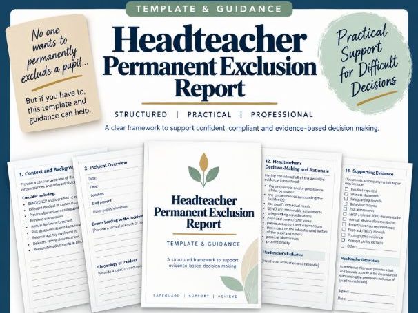 Permanent Exclusion Headteacher report support & template