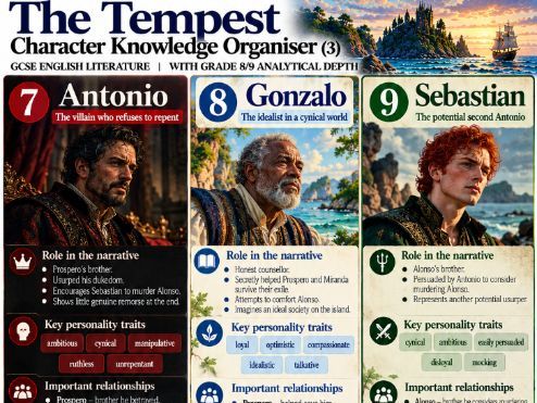 William Shakespeare - The Tempest knowledge organiser