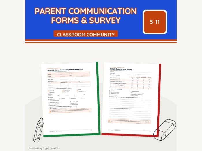 Parent Communication Forms & Survey | 8 pp