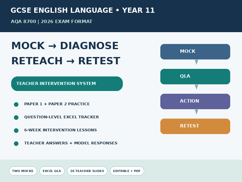 Year 11 GCSE English Language Mock & Intervention | AQA 2026 Excel QLA, Papers & Answers