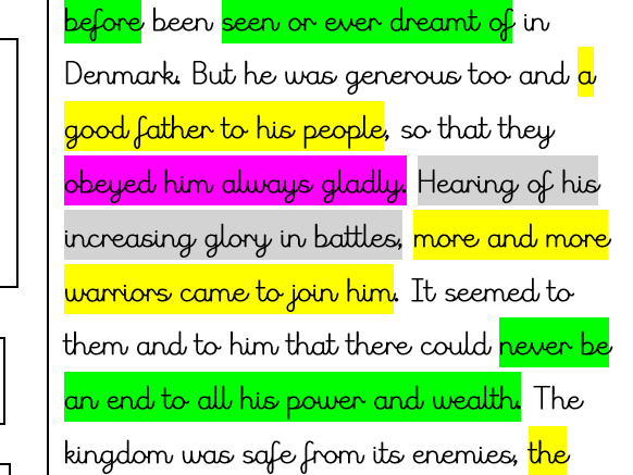 Beowulf- Example description of Hrothgar with text analysis and questions