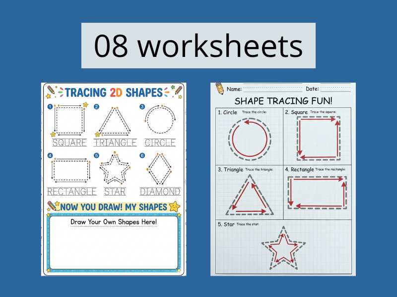 2D Shape Tracing & Drawing Activity Pack
