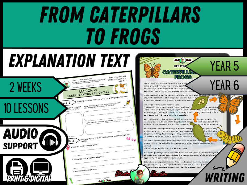From Caterpillars to Frogs: Understanding Life Cycles | Explanation Writing Pack | Year 5/6