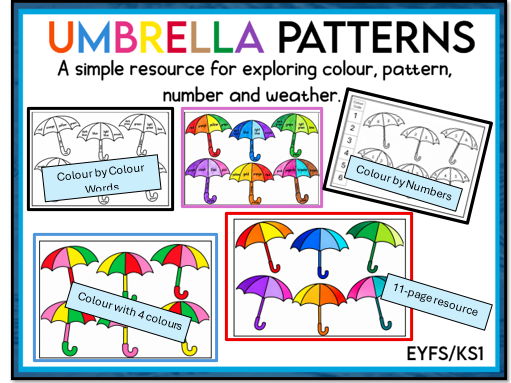 Umbrella Patterns for EYFS and KS1