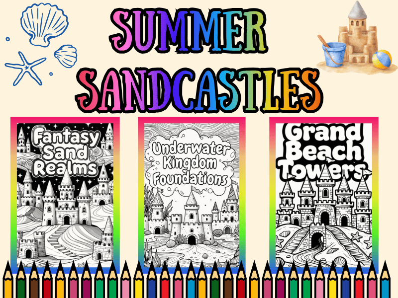 Summer Sandcastles Coloring Pages for Kids | NO PREP Activity Pack Printables