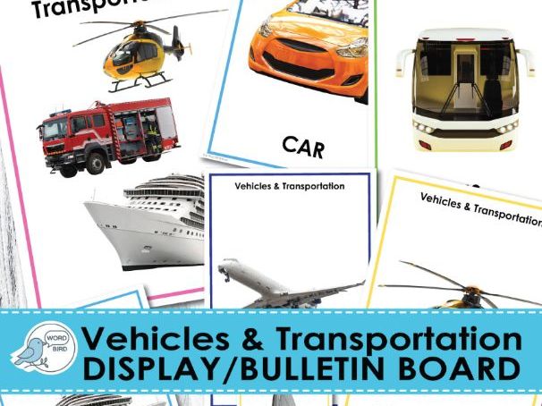 VEHICLES & TRANSPORTATION Classroom Display | Real Photo Posters | 20 Pages | Flash Cards