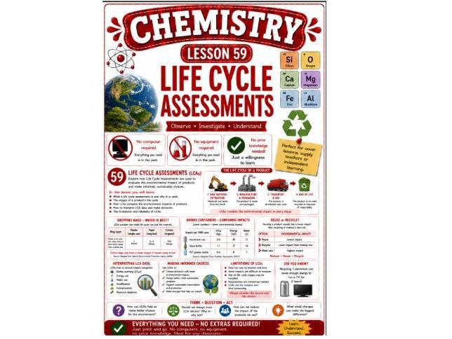 Chemistry cover lesson 59: Life cycle assessments (Ch59) science stand alone cover