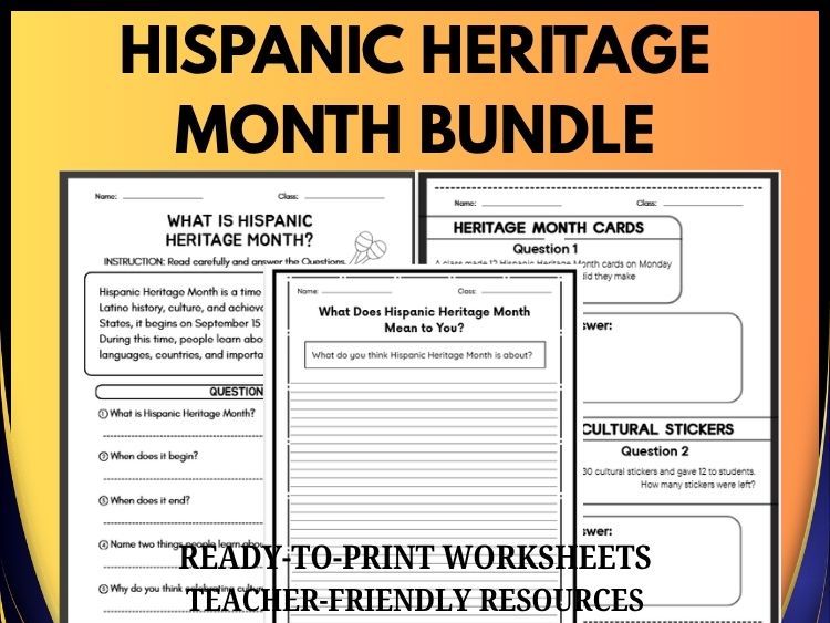 HISPANIC HERITAGE MONTH | READING | WITING | MATH PROBLEMS