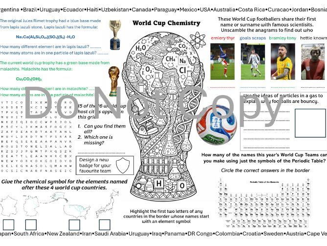 FIFA 2026 World Cup Chemistry FUN Sheet.