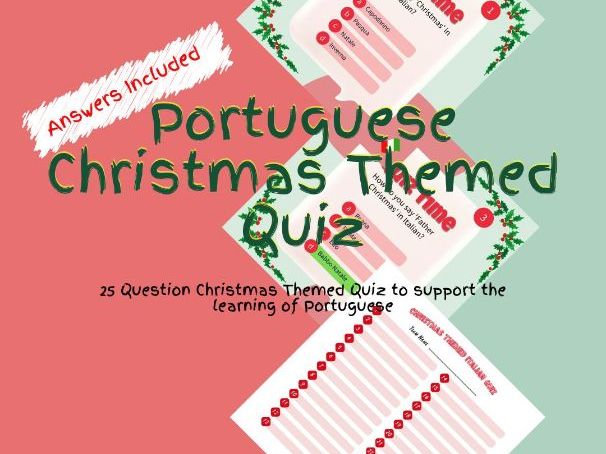 Portuguese Christmas Themed Quiz Game Activity