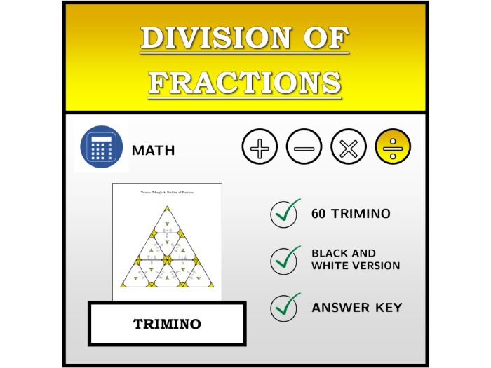 Trimino | Division of Fractions | Math Activity