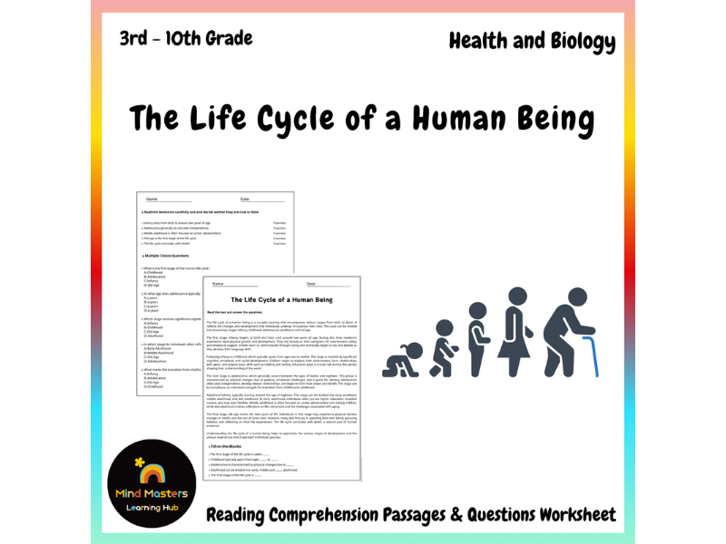 The Life Cycle of a Human Being Reading Comprehension Passages ...