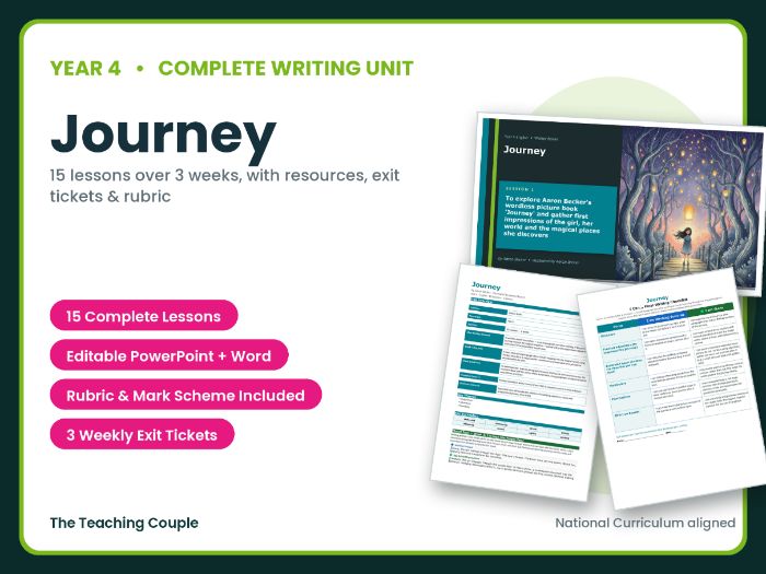 Journey | Year 4 English Unit | 15 Complete Lessons + Resources + Mark Scheme