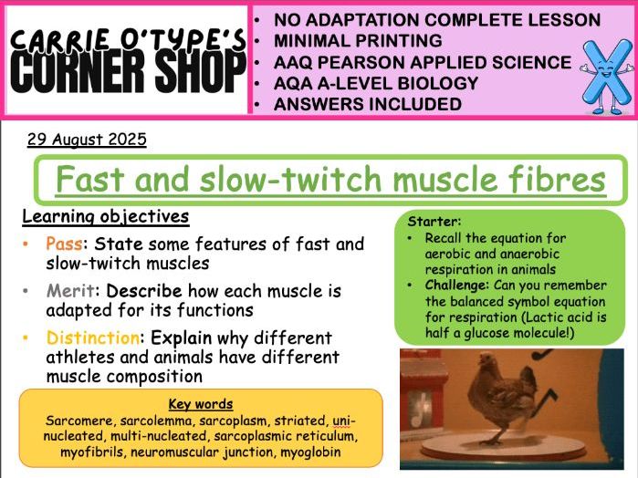 Fast and Slow Twitch Fibres - AAQ Pearson Applied Science and A-Level Biology
